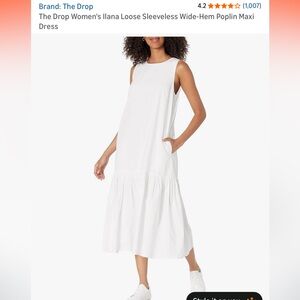The Drop Ilana Loose Sleeveless Wide Hem Poplin White Maxi Dress